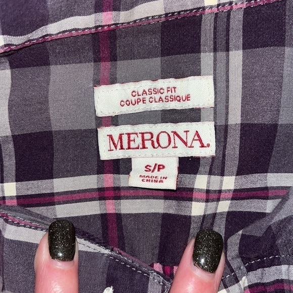 Merona men’s purple plaid button down shirt Size Small - Picture 4 of 4